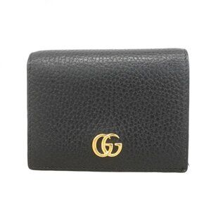 Gucci Wallet GG Marmont Leather Black Gold